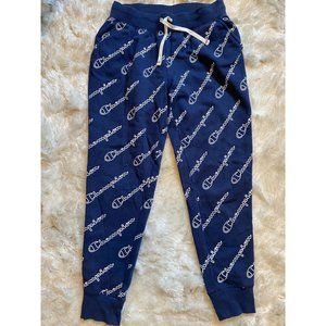 Champion Men's Sweatpants Size Small Blue All Over Logo Print